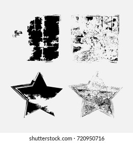 Grunge post Stamps Collection, square, rectangles. Banners, Insignias , Logos, Icons, Labels and Badges Set . vector distress textures.blank shapes.