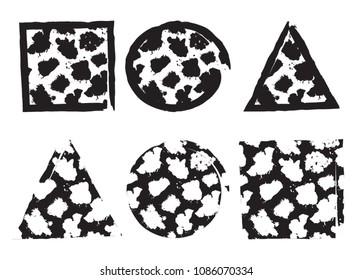Grunge post Stamps Collection, SQUARES, TRIANGLES ,Circles. Banners, Insignias , Logos, Icons, Labels and Badges Set . vector distress textures.blank shapes.