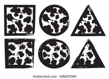 Grunge post Stamps Collection, SQUARES, TRIANGLES ,Circles. Banners, Insignias , Logos, Icons, Labels and Badges Set . vector distress textures.blank shapes.