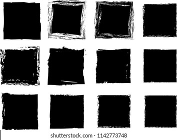 Grunge post Stamps Collection, squares and Badges Set . vector distress textures.blank shapes.