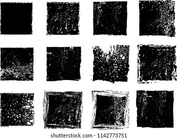 Grunge post Stamps Collection, squares and Badges Set . vector distress textures.blank shapes.