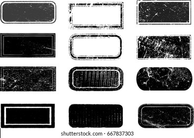 Grunge post Stamps Collection,  Squares , rectangles, frames. Banners, Insignias , Logos, Icons, Labels and Badges Set . vector distress textures.blank shapes.