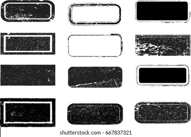 Grunge post Stamps Collection,  Squares , rectangles, frames. Banners, Insignias , Logos, Icons, Labels and Badges Set . vector distress textures.blank shapes.