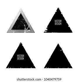 Grunge post Stamps Collection, triangles. Banners, Insignias , Logos, Icons, Labels and Badges Set . vector distress textures.blank shapes.
