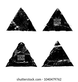 Grunge post Stamps Collection, triangles. Banners, Insignias , Logos, Icons, Labels and Badges Set . vector distress textures.blank shapes.