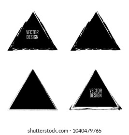 Grunge post Stamps Collection, triangles. Banners, Insignias , Logos, Icons, Labels and Badges Set . vector distress textures.blank shapes.