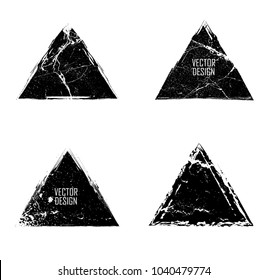 Grunge post Stamps Collection, triangles. Banners, Insignias , Logos, Icons, Labels and Badges Set . vector distress textures.blank shapes.