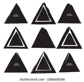 Grunge post Stamps Collection, triangles. Banners, Insignias , Logos, Icons, Labels and Badges Set . vector distress textures.blank shapes.
