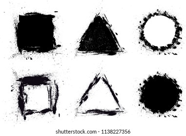 Grunge post Stamps Collection, triangles. Banners, Insignias , Logos, Icons, Labels and Badges Set . vector distress textures.blank shapes.

