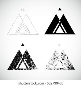 Grunge post Stamps Collection, Triangles. Banners, Insignias , Logos, Icons, Labels and Badges Set . vector distress textures.blank shapes. Aztec, hipster Elements.