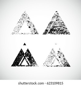 Grunge post Stamps Collection, Triangles Banners, Insignias , Logos, Icons, Labels and Badges Set . vector distress textures.blank shapes.