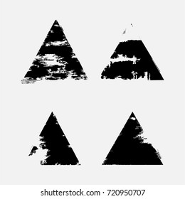 Grunge post Stamps Collection, triangles. Banners, Insignias , Logos, Icons, Labels and Badges Set . vector distress textures.blank shapes.