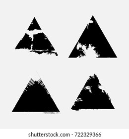 Grunge post Stamps Collection, triangles. Banners, Insignias , Logos, Icons, Labels and Badges Set . vector distress textures.blank shapes.