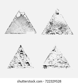 Grunge post Stamps Collection, triangles. Banners, Insignias , Logos, Icons, Labels and Badges Set . vector distress textures.blank shapes.