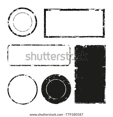 Grunge post stamps.Vector distress labels.