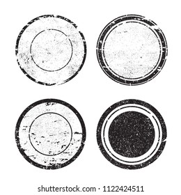 Grunge post stamps.Vector distress round shapes. 