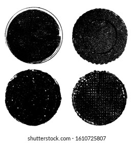 Grunge post stamps.Vector distress round shapes.