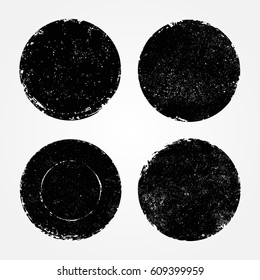 Grunge post stamps.Vector distressed round shapes.Overlay textures are on separate layers.
