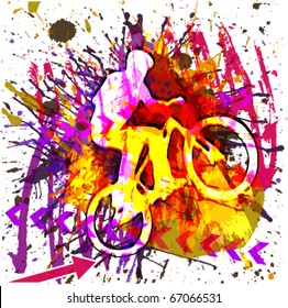 Grunge poster of BMX cyclist