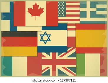 Grunge poster - Flag Retro Background in Vintage style - Vector illustration