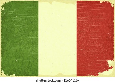 Grunge poster - Italian flag in Retro style - Vector illustration