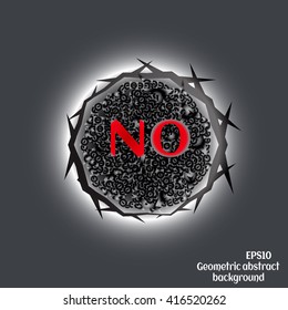 Grunge poster "NO". Vector illustration of red word "NO" on a grey background. Fully editable file. It can be used as a poster, wallpaper, design t-shirts