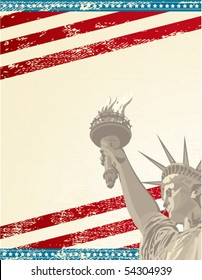 A grunge poster with the statue of liberty