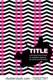 Grunge poster, striped background with simple geometric elements, patterns fashion trend 80-90s. Vector.