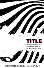 Grunge poster, striped background with simple geometric elements, patterns fashion trend 80-90s. Vector.