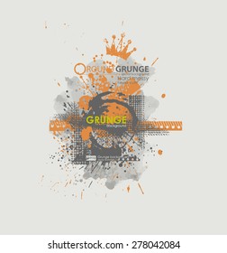 Fondo vectorial de afiches. Huella urbana sucia para camisetas. Textura abstracta de fondo de tierra. Pancarta de color negro con tira de inky con espacio para copiar. Antecedentes abstractos del partido
