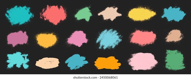 Grunge powder stains set. Grunge spray stains bundle. Highly detailed grungy overlays. Ink spots. Grunge splatter abstract backgrounds collection.