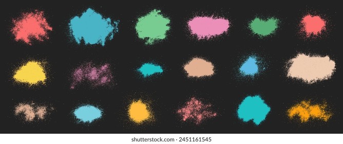 Grunge powder stains set. Grunge spray stains bundle. Highly detailed grungy overlays. Ink spots. Grunge splatter abstract backgrounds collection.