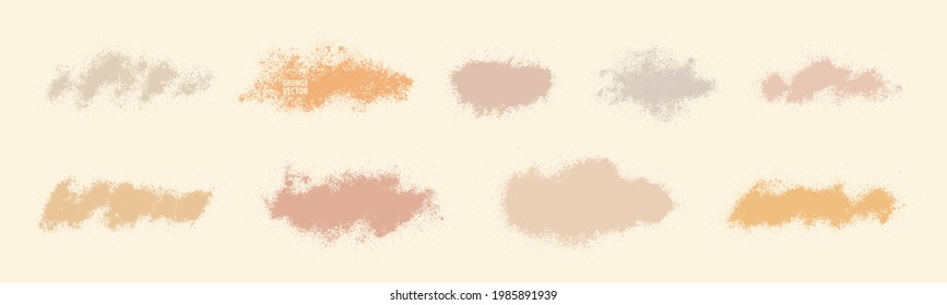 Grunge powder stains . Splatter set. Abstract backdrops. Powder texture backgrounds. Highly detailed grunge. Trendy pastel color overlays.