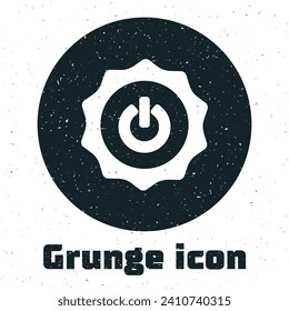 Grunge Power button icon isolated on white background. Start sign. Monochrome vintage drawing. Vector