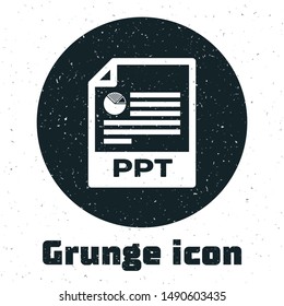Grunge PPT file document. Download ppt button icon isolated on white background. PPT file presentation.  Vector Illustration