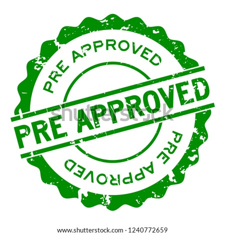 Grunge pre approved word round rubber seal stamp on white background