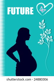 Grunge Pregnant Woman Illustration -Vector-