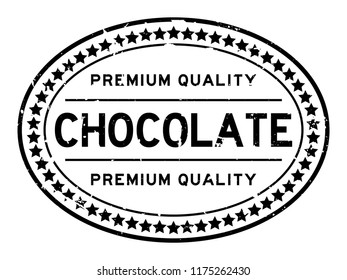 Grunge premium quality chocolate oval rubber seal stamp on white background
