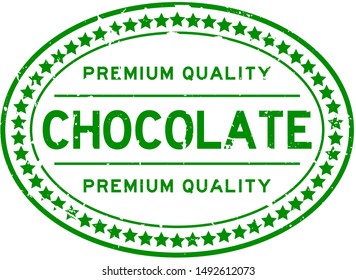 Grunge premium quality chocolate oval rubber seal stamp on white background