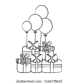 grunge present boxes with balloons birthday party celebration