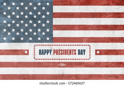 Grunge Presidents Day Background With American Flag