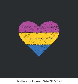 Grunge pride LGBT flag. Abstract hand drawn heart painted with brush strokes. Vector illustration isolated on black background.