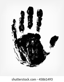 Grunge print from a palm. Vector illustration.
