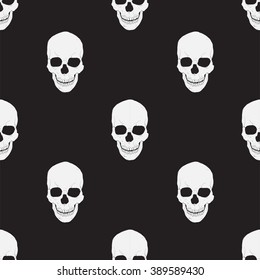 Grunge print with skull. Vector art illustration seamless pattern. Hipster print for t-shirt. Cranium modern street style attributes. skull head for poster.