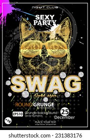 Grunge print t-shirt swag. Abstract new grunge print. Swag party background