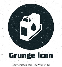 Grunge Printer ink cartridge icon isolated on white background. Monochrome vintage drawing. Vector