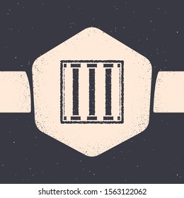 Grunge Prison window icon isolated on grey background. Monochrome vintage drawing. Vector Illustration
