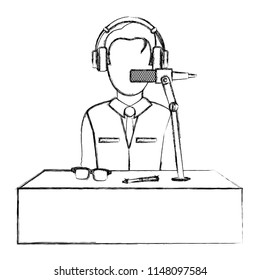 grunge professional journalist with microphone object and clothes