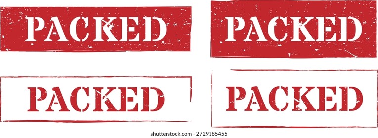 Grunge professional red packed rubber stamp set rectangular styles