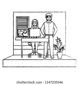 grunge professional secretary woman office with businessman
